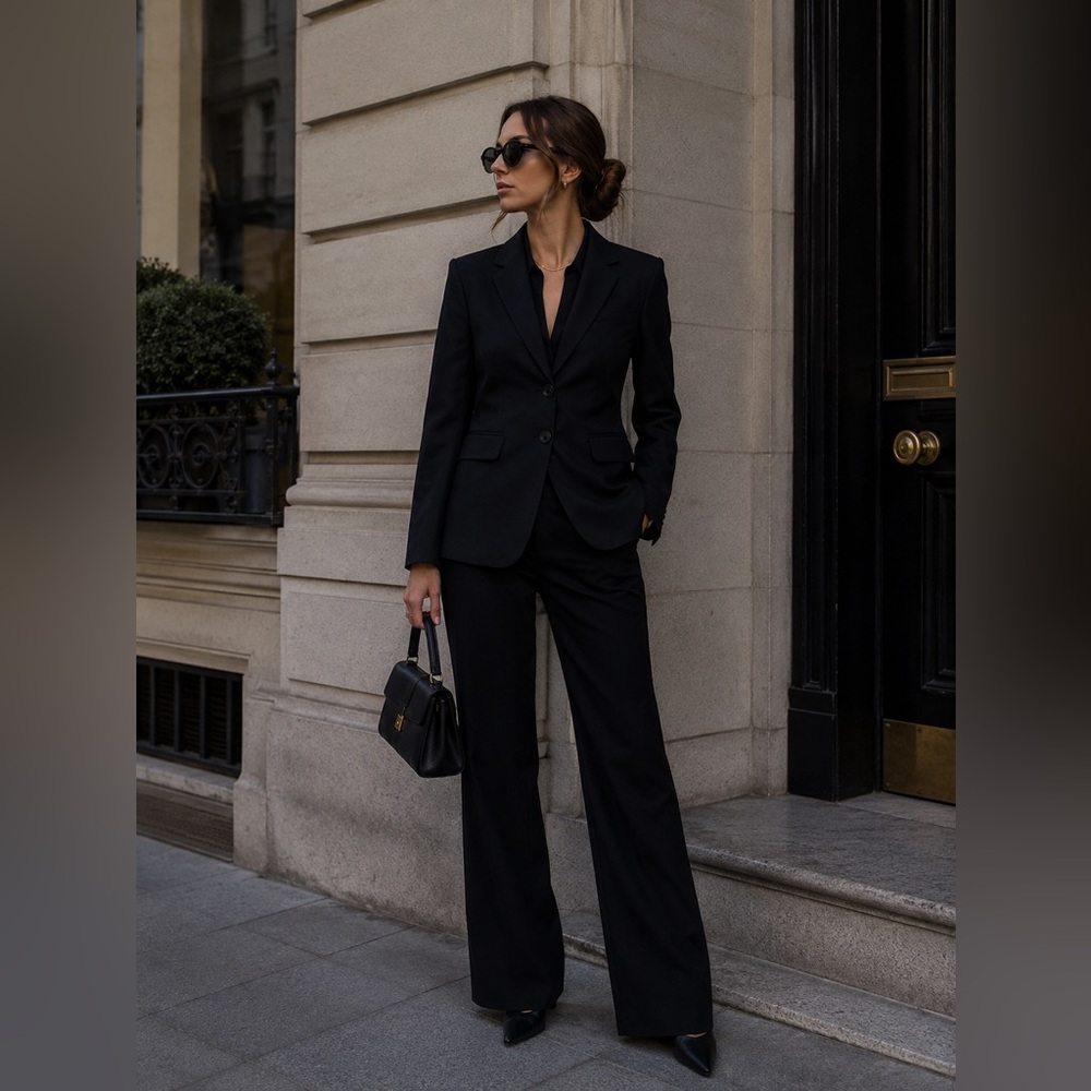 GAP cotton tailored structured women sz 12 black blazer business career smart